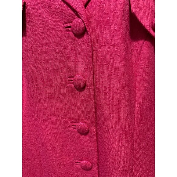 Vintage Pant Suit Womens 12 Power Suit Hot Pink Lined Pleated High Waist Pants - Picture 11 of 16
